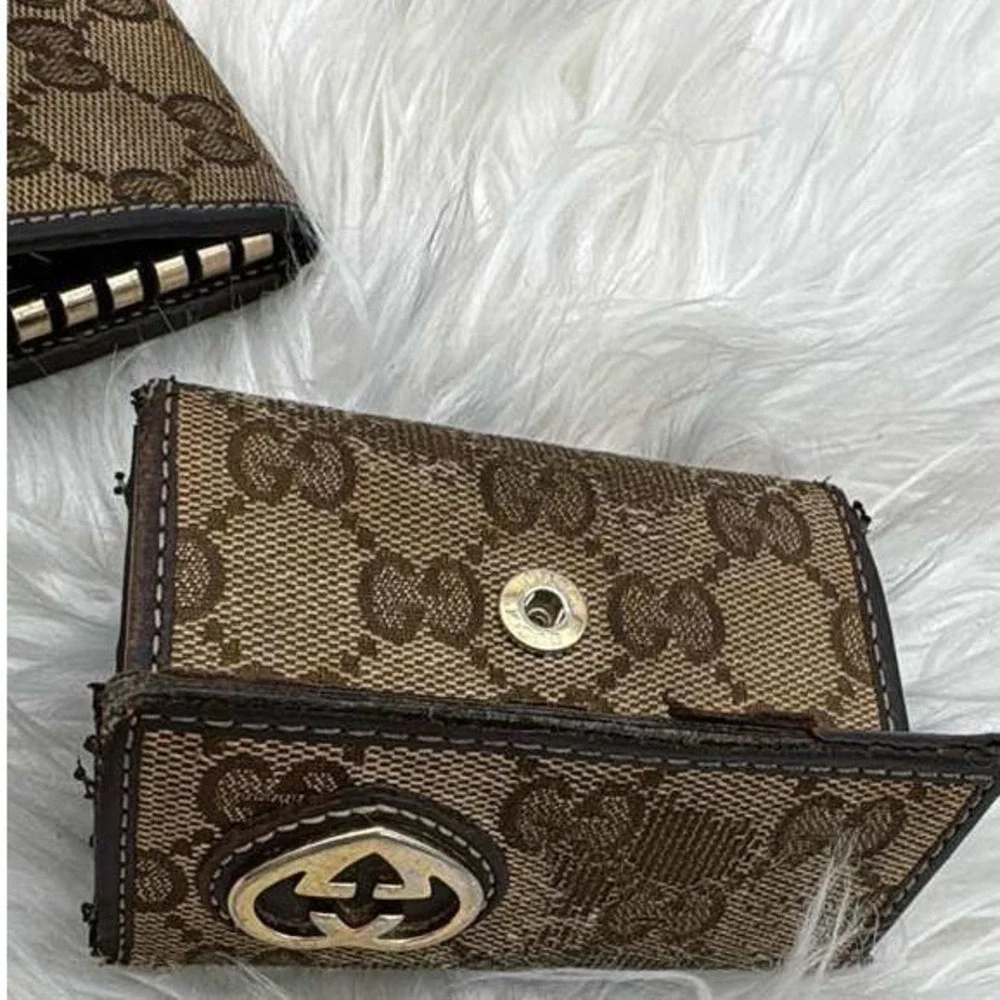 Authentic Gucci GG‎ Canvas Wallet Bundle Vintage Designer Lot Read